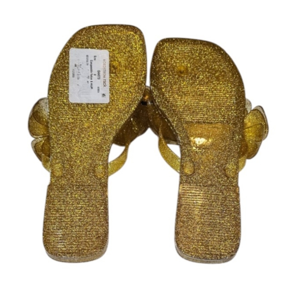 JEFFREY CAMPBELL Fleuris JellyFlip Flop In Gold Glitter SZ-8 NWT - Picture 8 of 9